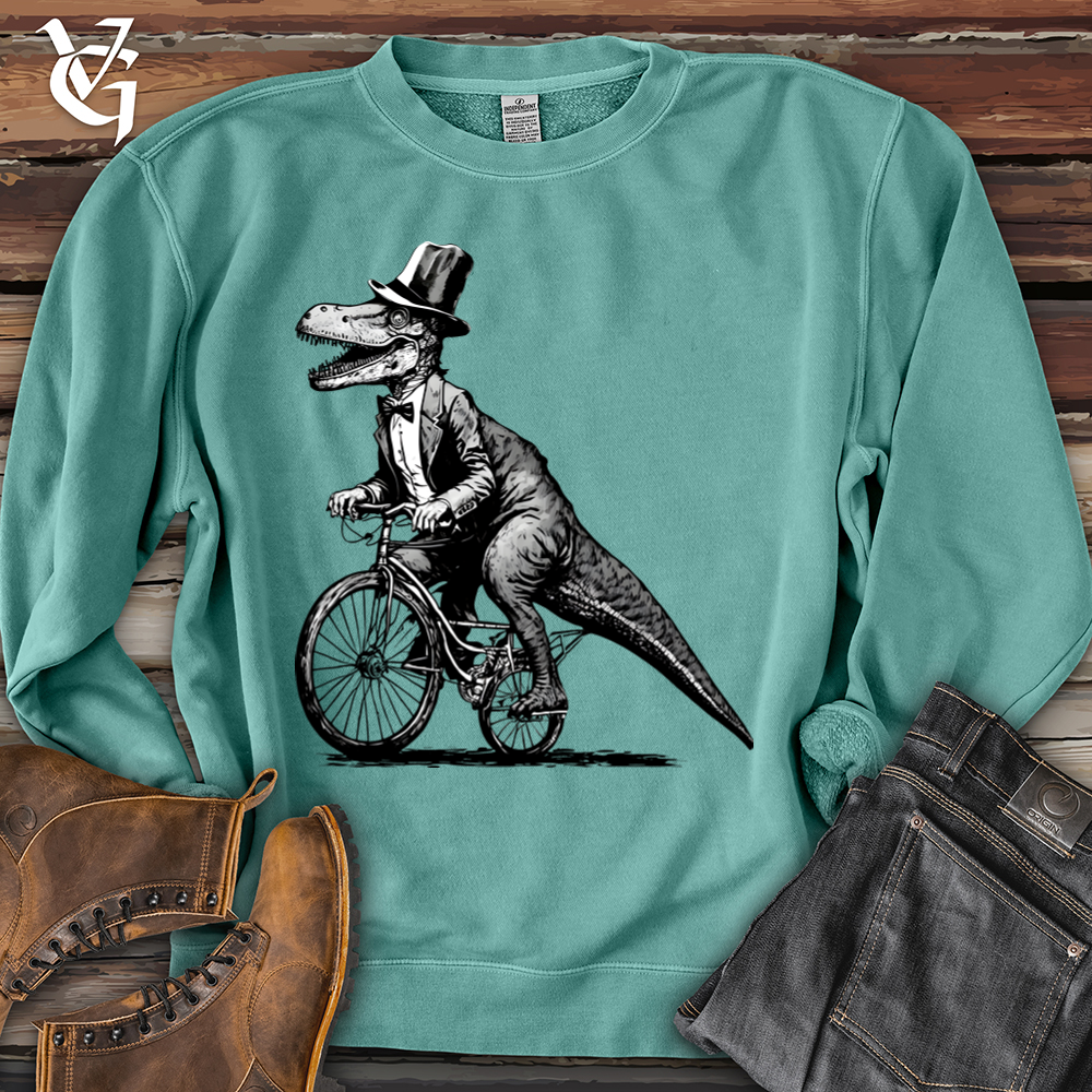 Viking Goods Dinosaur Riding a Bike Banjo Bison Pigment-Dyed Crewneck Pigment Mint / L