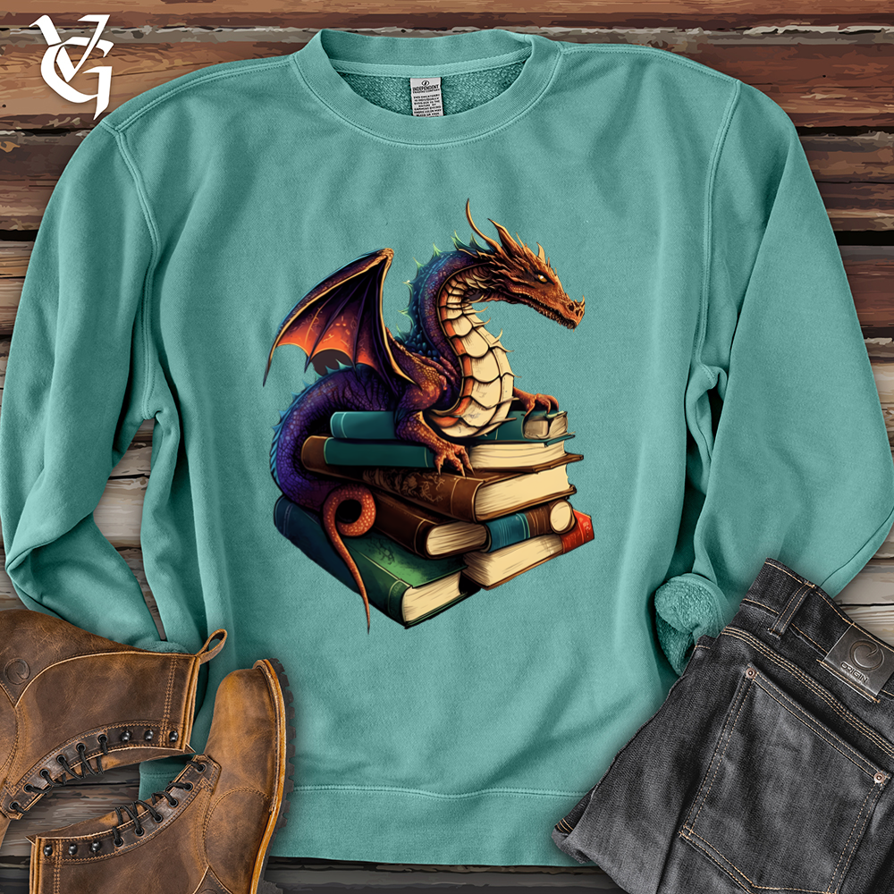 Viking Goods Dragon Book Hoarder Pigment-Dyed Crewneck Pigment Mint / L