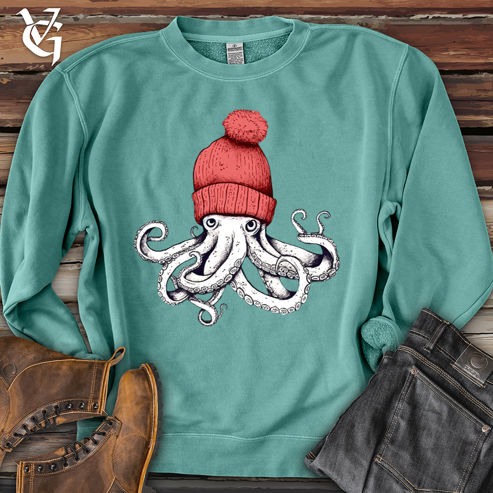 Viking Goods Octopus Chillin Banjo Bison Pigment-Dyed Crewneck Pigment Mint / L