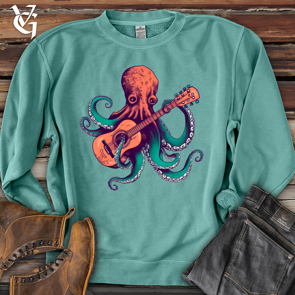 Viking Goods Octopus Guitarist Banjo Bison Pigment-Dyed Crewneck Pigment Mint / L