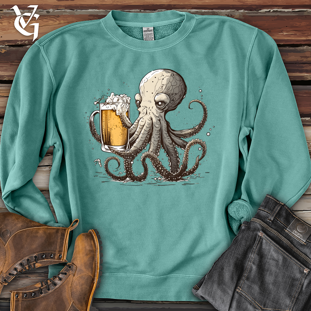 Viking Goods Octopus Happy Hour Pigment-Dyed Crewneck Pigment Mint / L