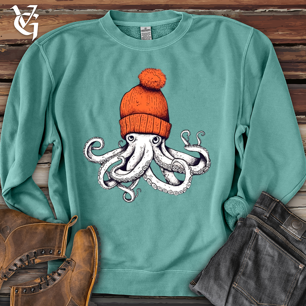 Viking Goods Octopus Orange Beanie Banjo Bison Pigment-Dyed Crewneck Pigment Mint / L