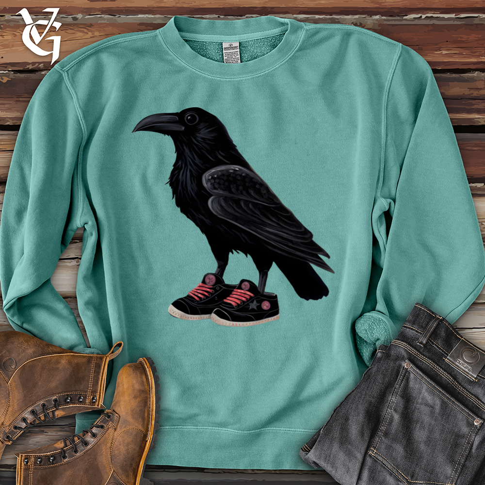 Viking Goods Raven Wearing Sneakers Pigment-Dyed Crewneck Pigment Mint / L