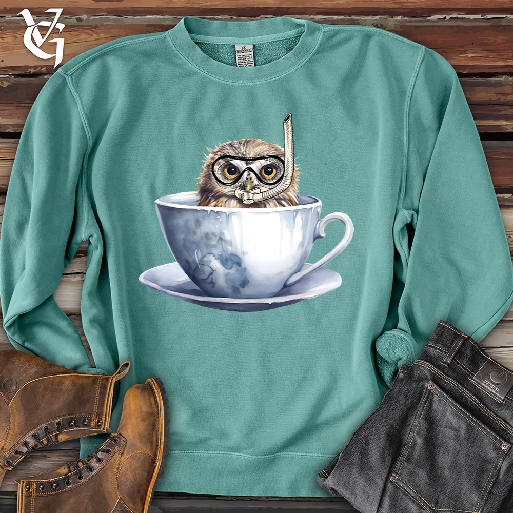 Viking Goods Snorkeling Owl Banjo Bison Pigment-Dyed Crewneck Pigment Mint / L