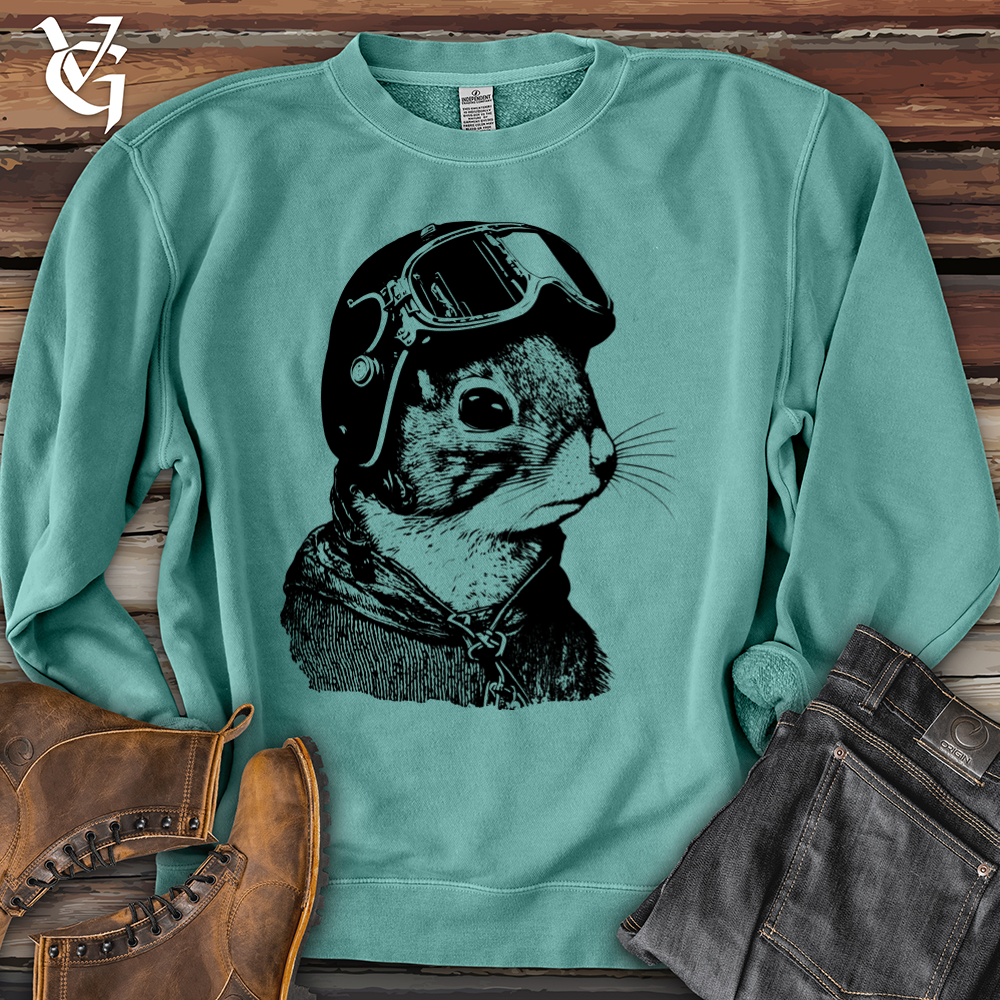 Viking Goods Squirrel Fighter Pilot Banjo Bison Pigment-Dyed Crewneck Pigment Mint / L