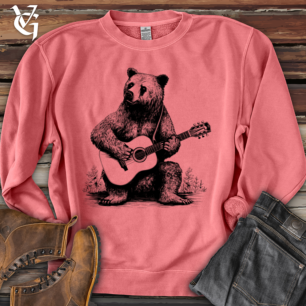 Viking Goods Bear Guitarist Pigment-Dyed Crewneck Pigment Pink / L
