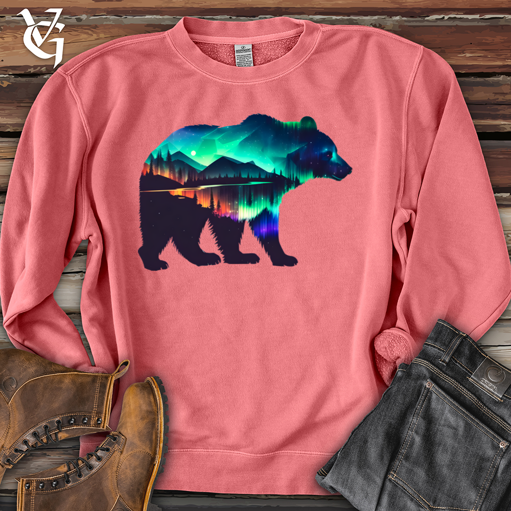 Viking Goods Northern Lights Bear Pigment-Dyed Crewneck Pigment Pink / L
