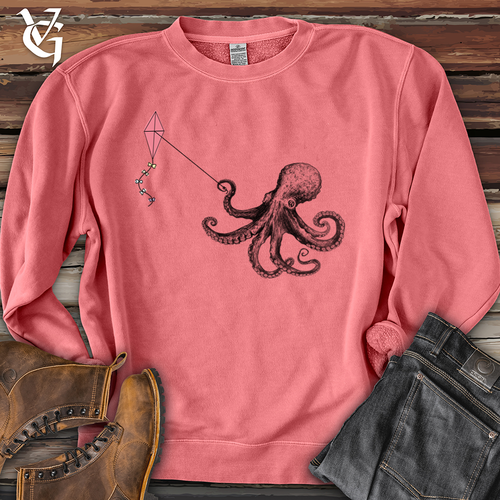 Viking Goods Octopus Flying Kyte Banjo Bison Pigment-Dyed Crewneck Pigment Pink / L
