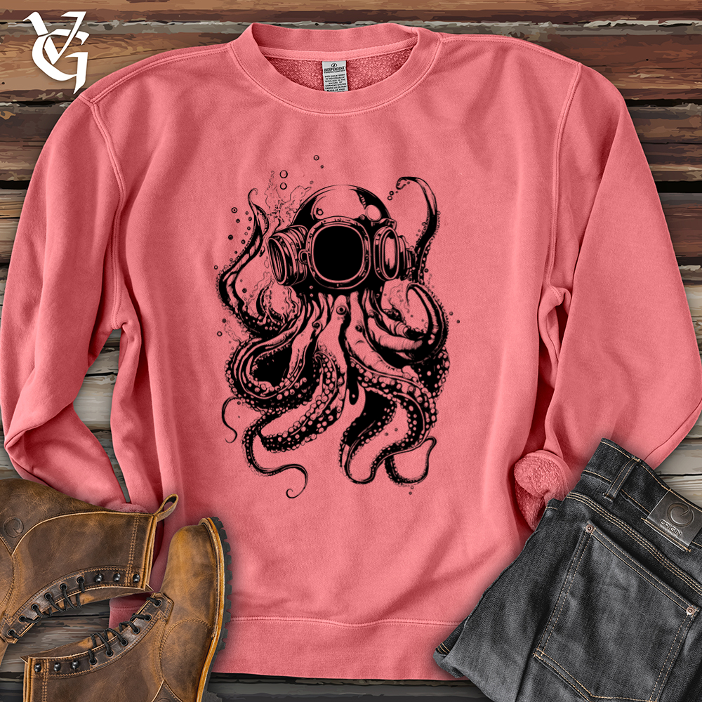 Viking Goods Scuba Octopus Pigment-Dyed Crewneck Pigment Pink / L