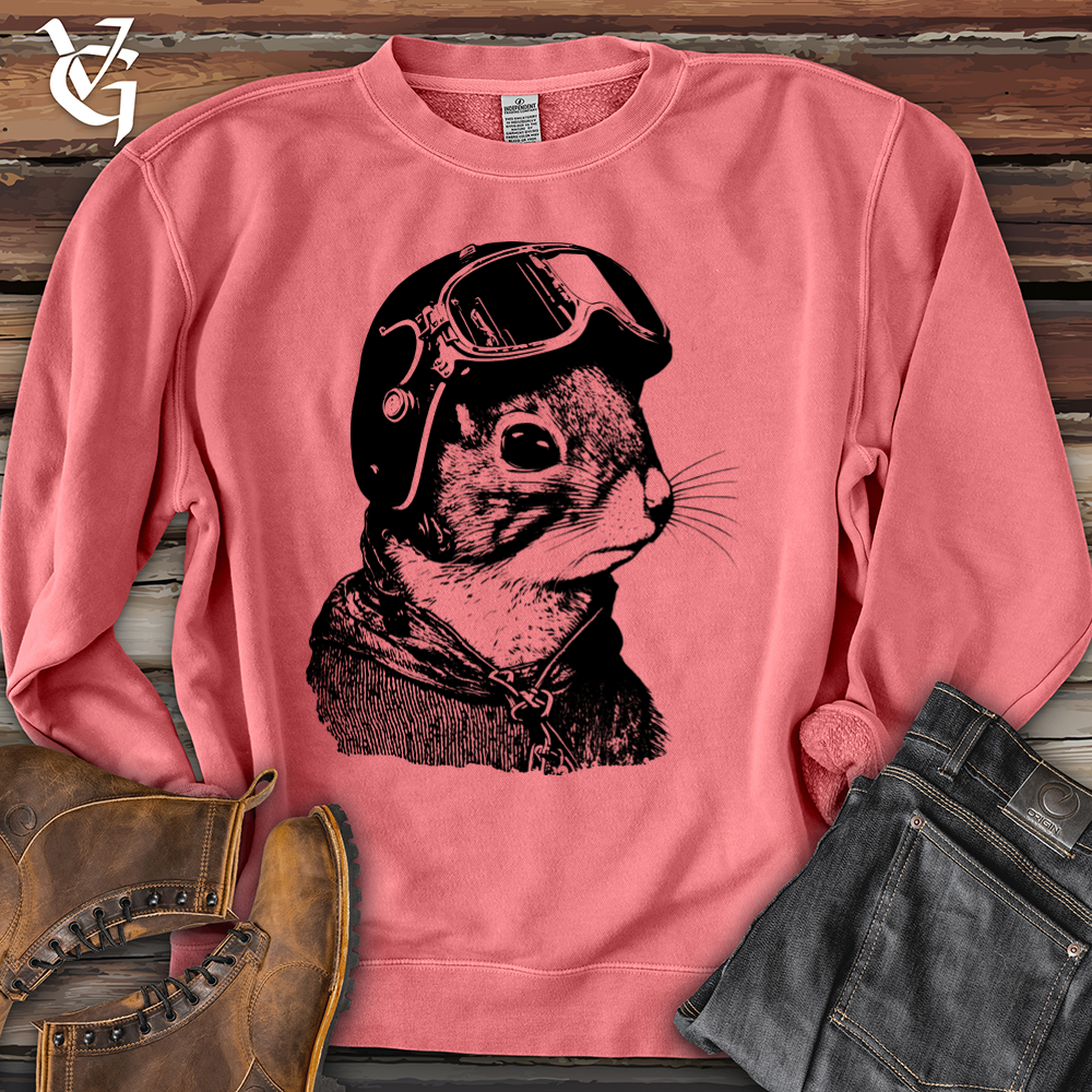 Viking Goods Squirrel Fighter Pilot Banjo Bison Pigment-Dyed Crewneck Pigment Pink / L