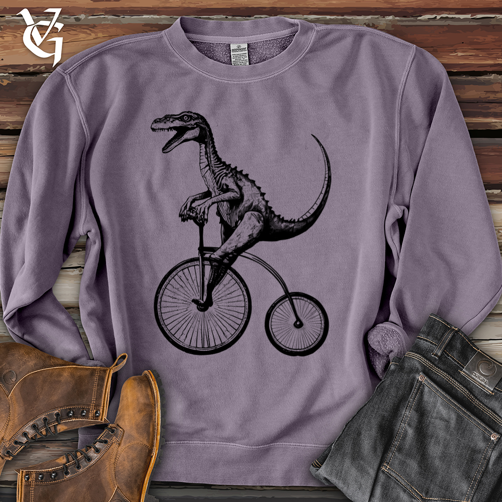 Viking Goods Dinosaur Cyclist Pigment-Dyed Crewneck Pigment Plum / L