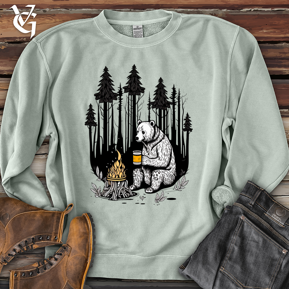 Viking Goods Bear Happy Hour Pigment-Dyed Crewneck Pigment Sage / L