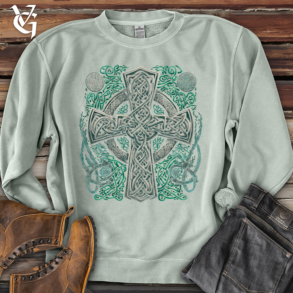 Viking Goods Celtic Crosses Pigment-Dyed Crewneck Pigment Sage / L