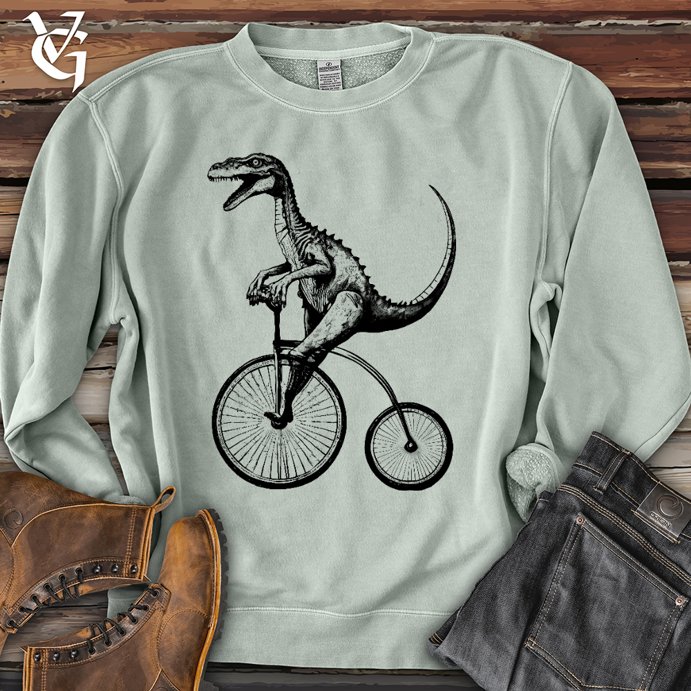 Viking Goods Dinosaur Cyclist Pigment-Dyed Crewneck Pigment Sage / L