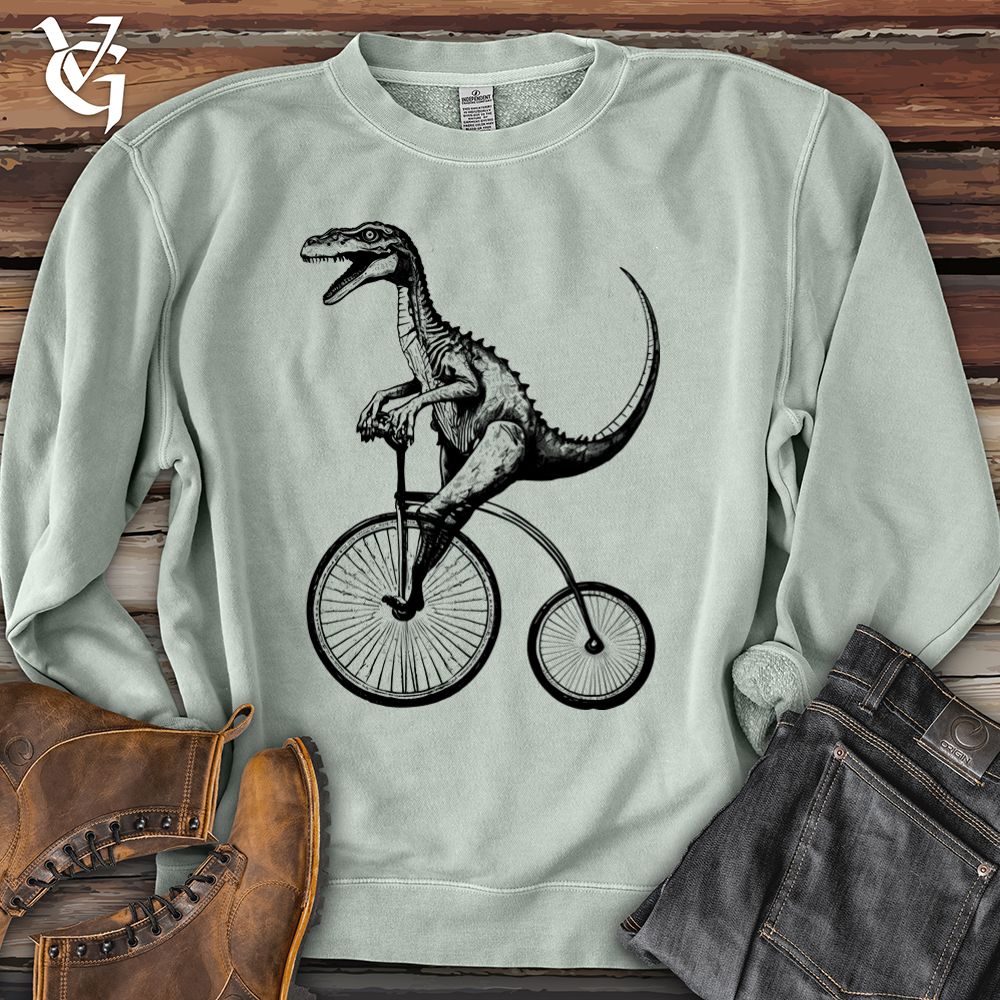 Viking Goods Dinosaur Cyclist Pigment-Dyed Crewneck Pigment Sage / L