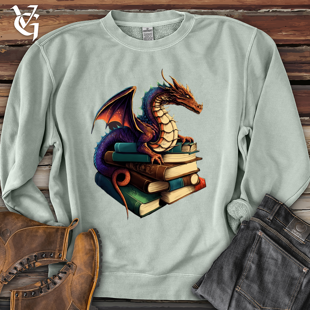 Viking Goods Dragon Book Hoarder Pigment-Dyed Crewneck Pigment Sage / L