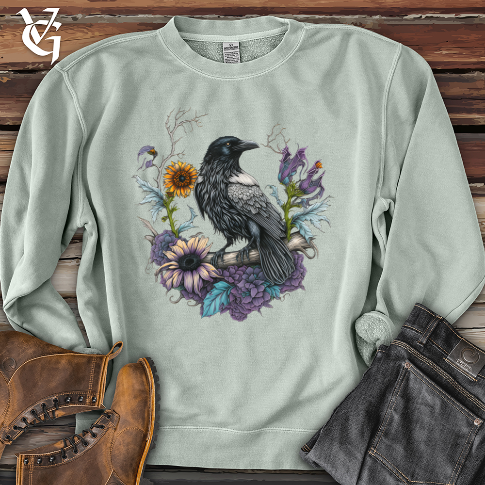 Viking Goods Flower Wreath Raven Pigment-Dyed Crewneck Pigment Sage / L