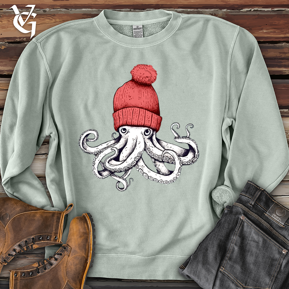 Viking Goods Octopus Chillin Banjo Bison Pigment-Dyed Crewneck Pigment Sage / L