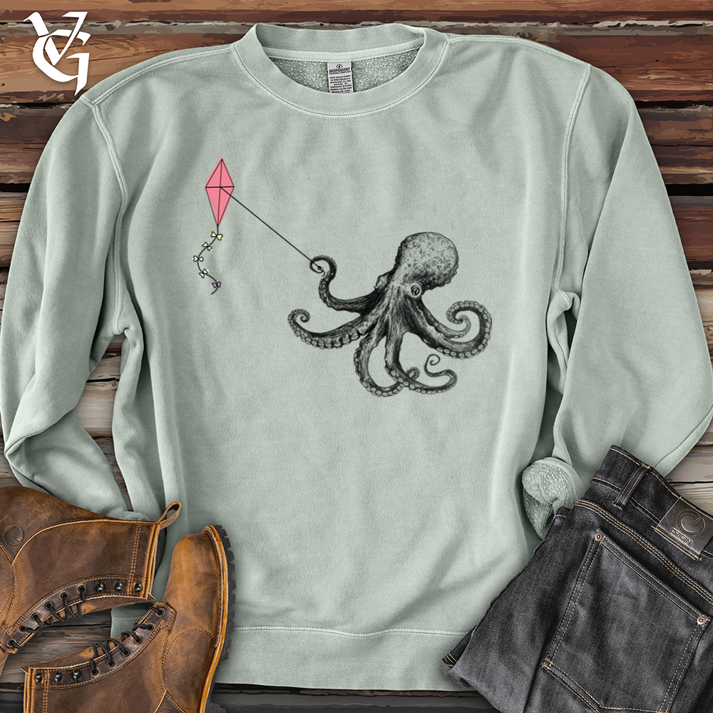 Viking Goods Octopus Flying Kyte Banjo Bison Pigment-Dyed Crewneck Pigment Sage / L