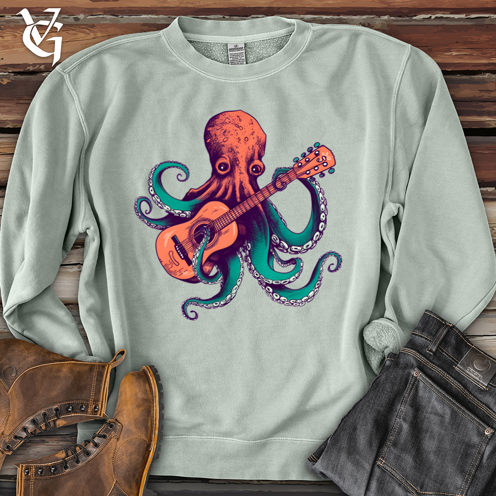 Viking Goods Octopus Guitarist Banjo Bison Pigment-Dyed Crewneck Pigment Sage / L