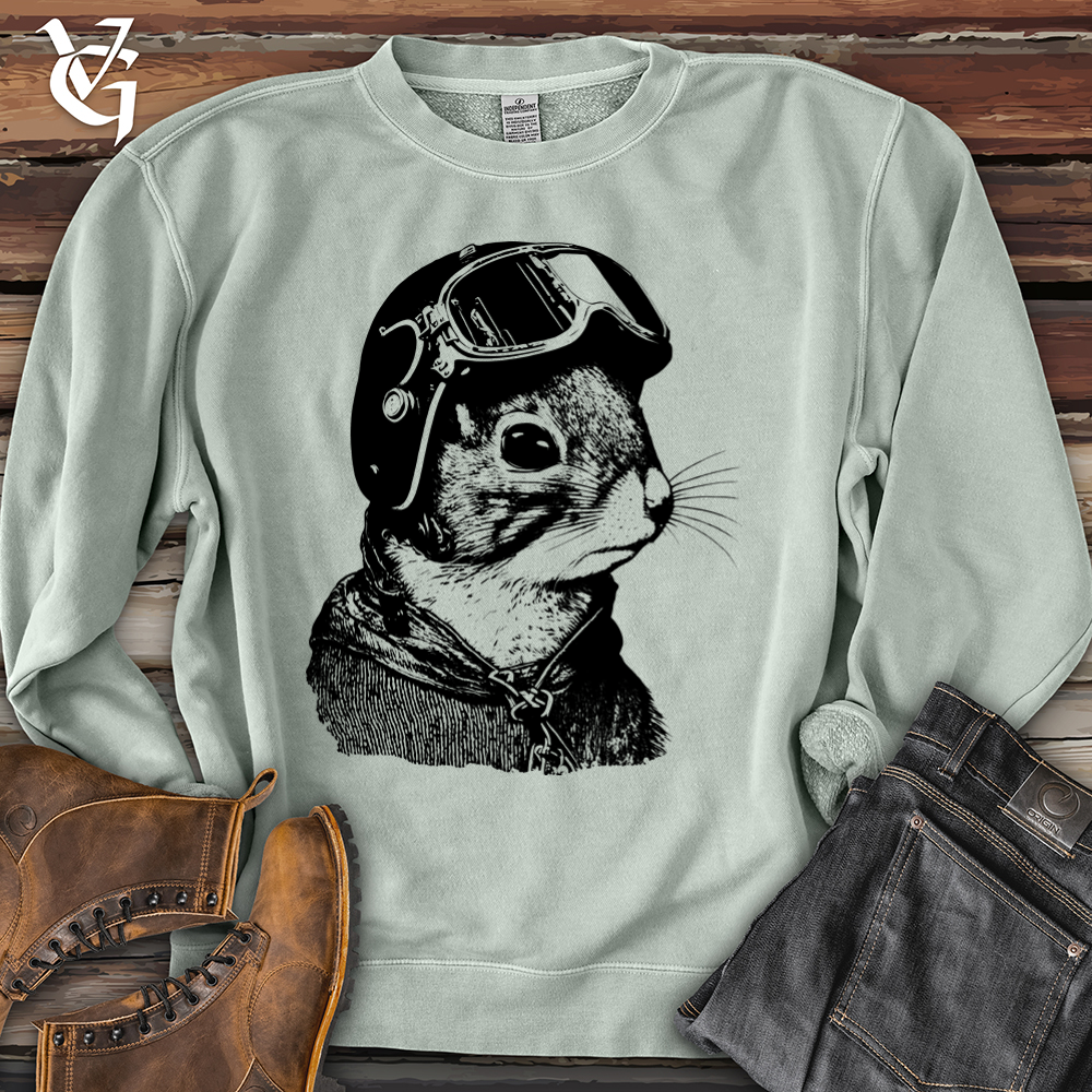 Viking Goods Squirrel Fighter Pilot Banjo Bison Pigment-Dyed Crewneck Pigment Sage / L