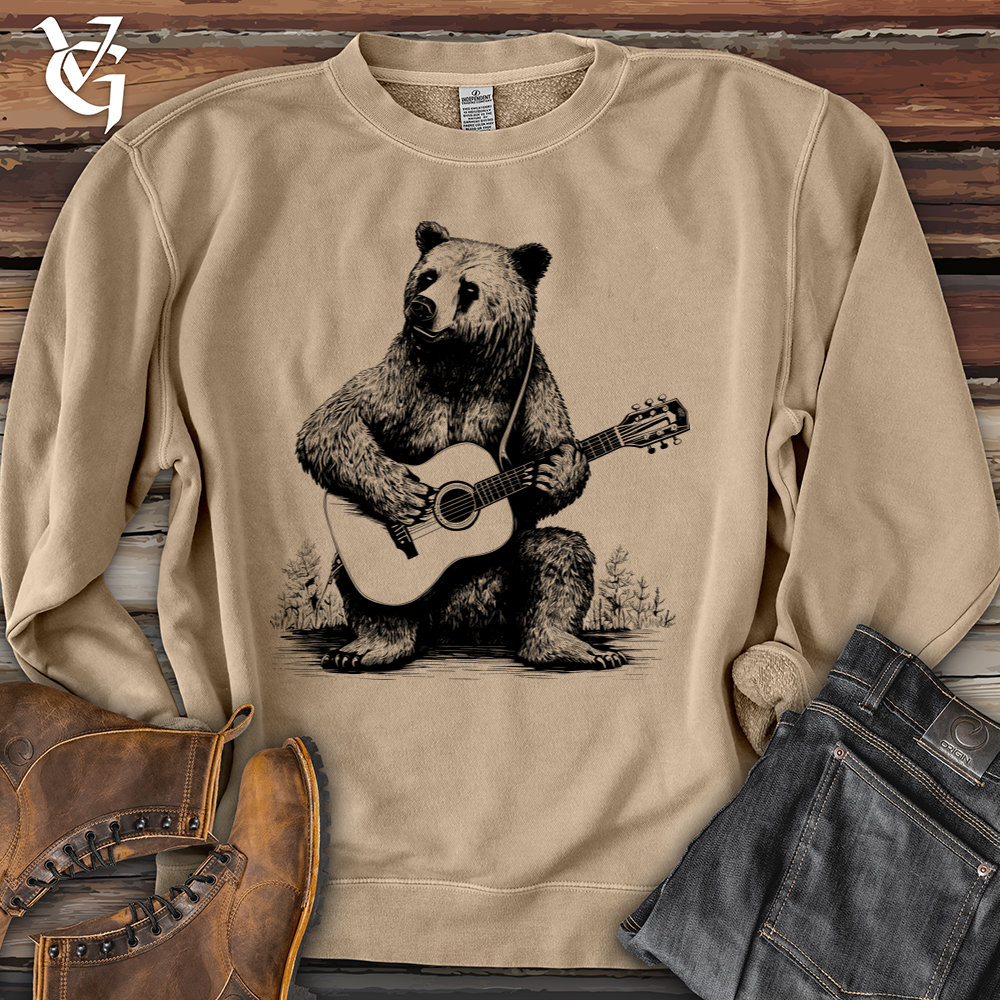 Viking Goods Bear Guitarist Pigment-Dyed Crewneck Pigment Sandstone / L