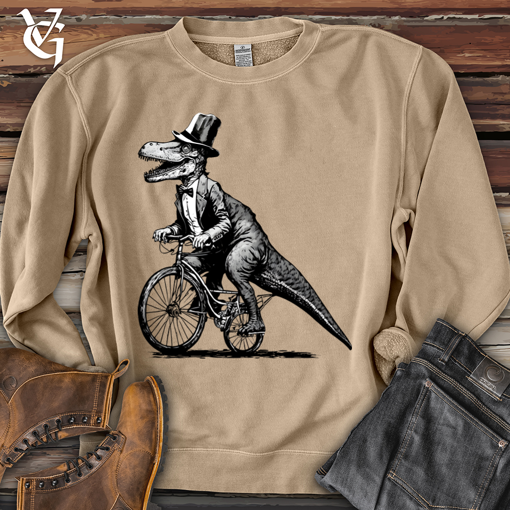 Viking Goods Dinosaur Riding a Bike Banjo Bison Pigment-Dyed Crewneck Pigment Sandstone / L