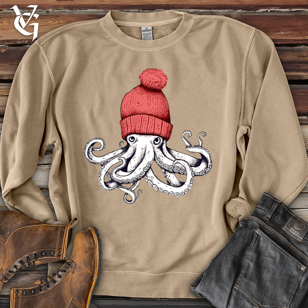 Viking Goods Octopus Chillin Banjo Bison Pigment-Dyed Crewneck Pigment Sandstone / L