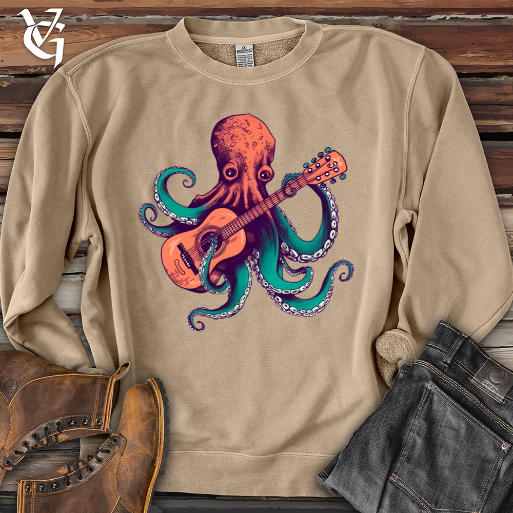 Viking Goods Octopus Guitarist Banjo Bison Pigment-Dyed Crewneck Pigment Sandstone / L