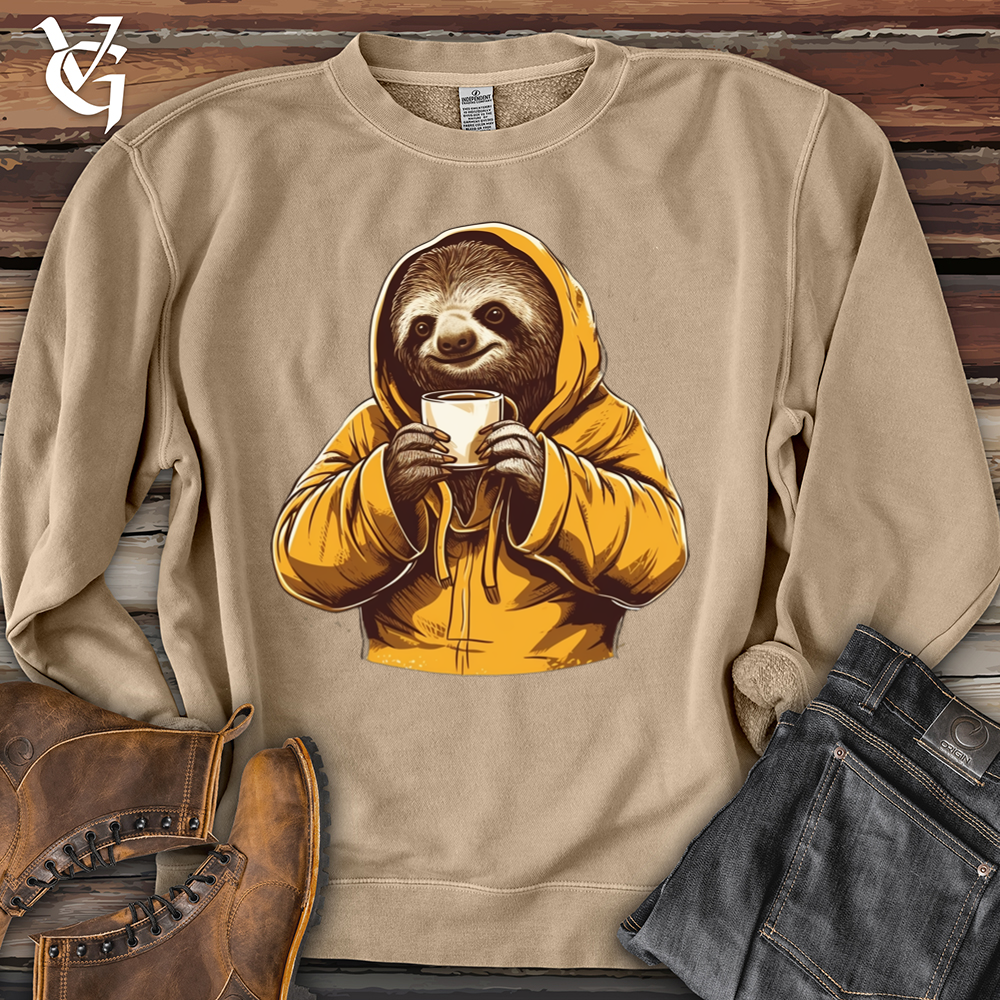 Viking Goods Sloth Coffee Banjo Bison Pigment-Dyed Crewneck Pigment Sandstone / L