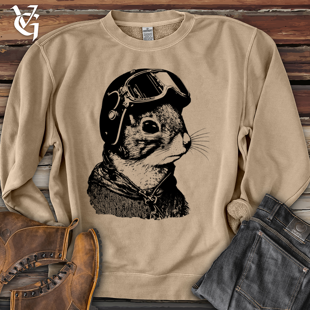 Viking Goods Squirrel Fighter Pilot Banjo Bison Pigment-Dyed Crewneck Pigment Sandstone / L