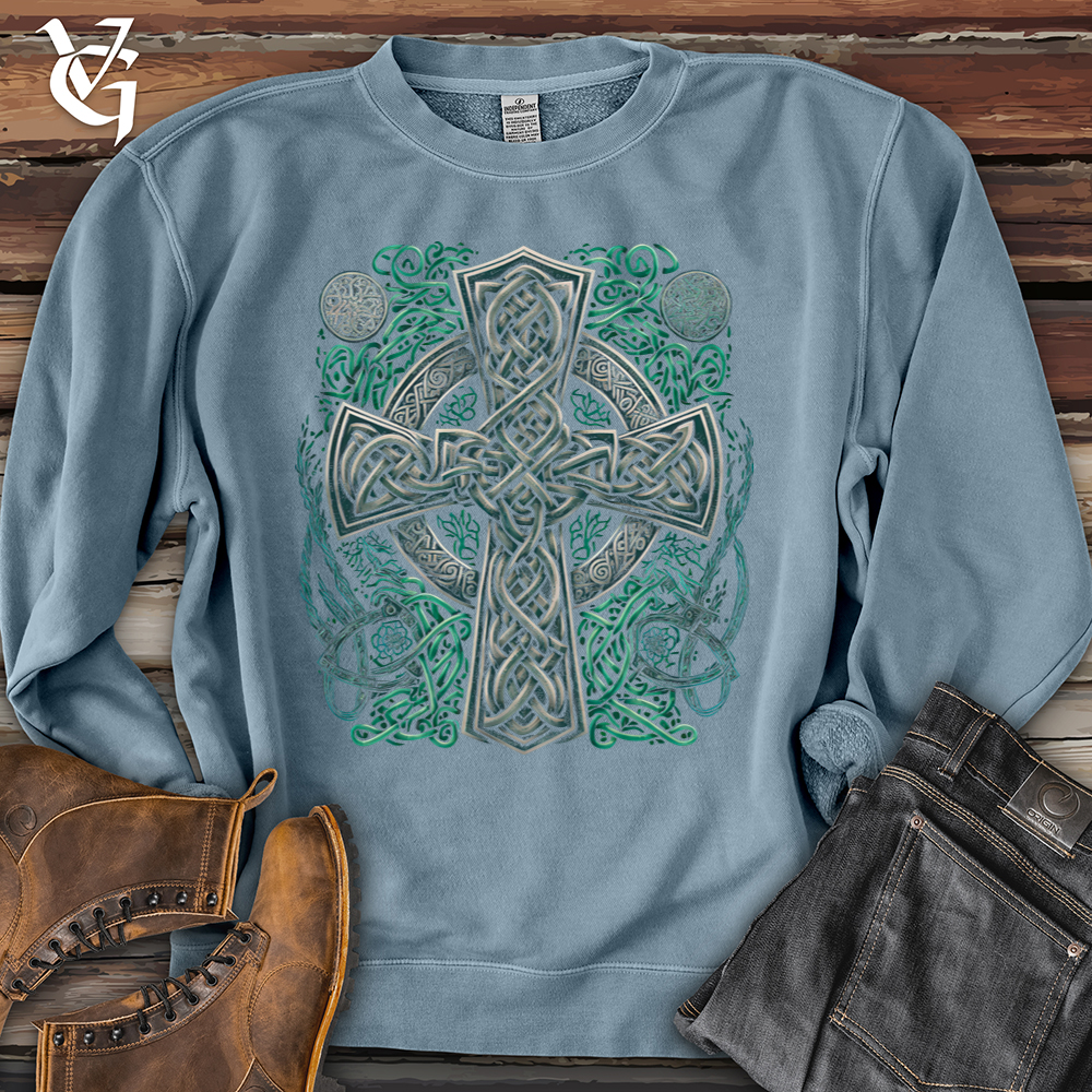 Viking Goods Celtic Crosses Pigment-Dyed Crewneck Pigment Slate Blue / L