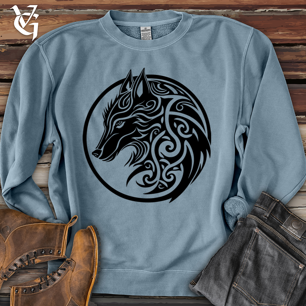 Viking Goods Celtic Wolf Pigment-Dyed Crewneck Pigment Slate Blue / L