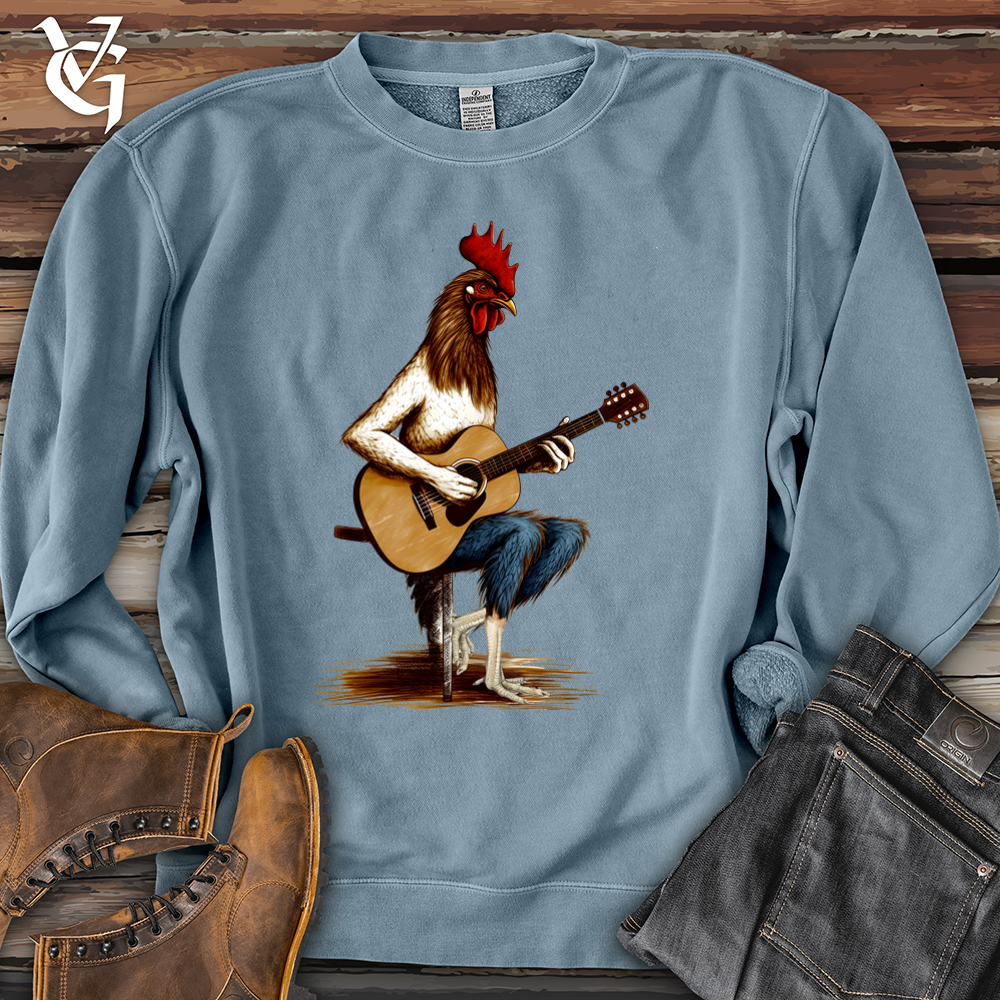 Viking Goods Chicken Guitarist Banjo Bison Pigment-Dyed Crewneck Pigment Slate Blue / L
