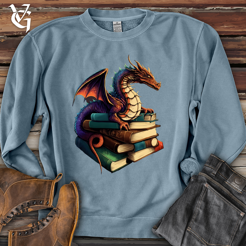 Viking Goods Dragon Book Hoarder Pigment-Dyed Crewneck Pigment Slate Blue / L