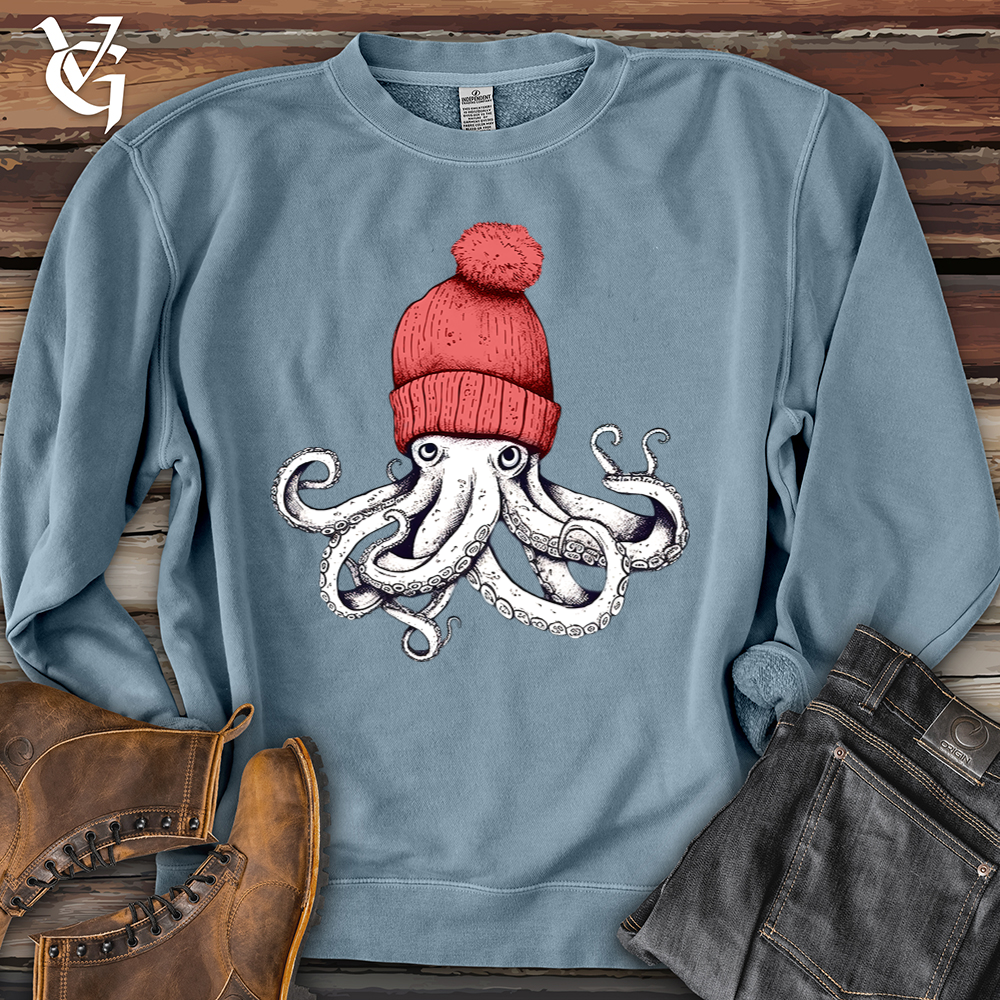 Viking Goods Octopus Chillin Banjo Bison Pigment-Dyed Crewneck Pigment Slate Blue / L