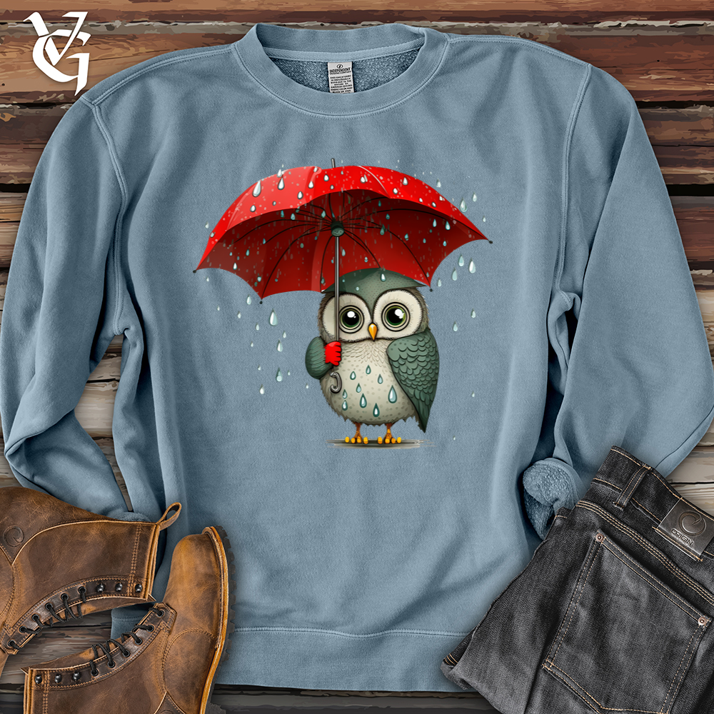 Viking Goods Owl In The Rain Pigment-Dyed Crewneck Pigment Slate Blue / L