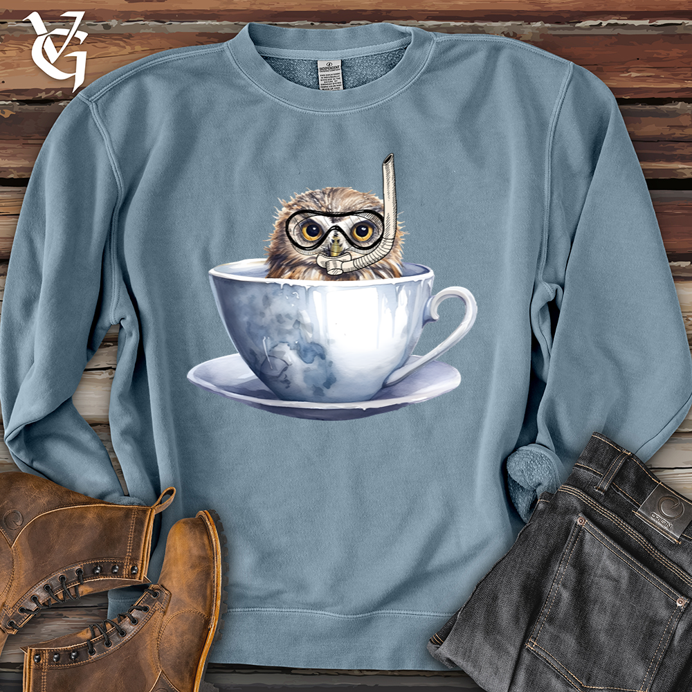 Viking Goods Snorkeling Owl Banjo Bison Pigment-Dyed Crewneck Pigment Slate Blue / L