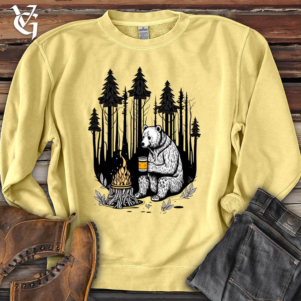 Viking Goods Bear Happy Hour Pigment-Dyed Crewneck Pigment Yellow / L