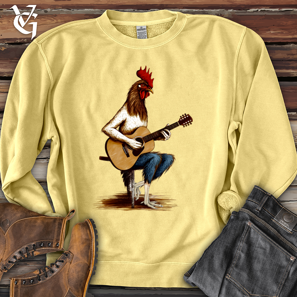 Viking Goods Chicken Guitarist Banjo Bison Pigment-Dyed Crewneck Pigment Yellow / L