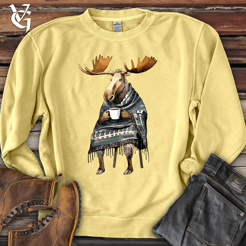 Viking Goods Coffee Drinking Moose Banjo Bison Pigment-Dyed Crewneck Pigment Yellow / L