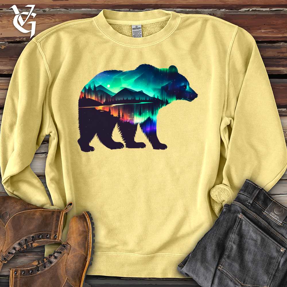 Viking Goods Northern Lights Bear Pigment-Dyed Crewneck Pigment Yellow / L