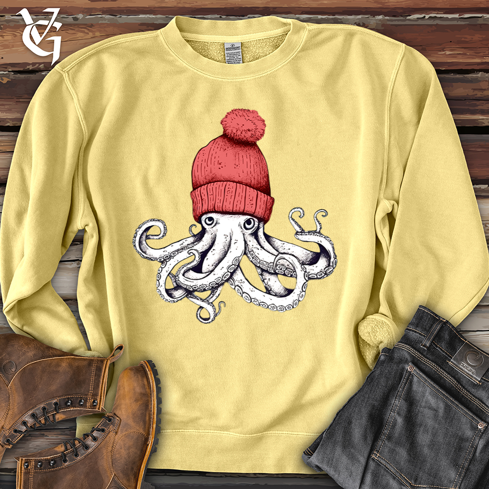 Viking Goods Octopus Chillin Banjo Bison Pigment-Dyed Crewneck Pigment Yellow / L