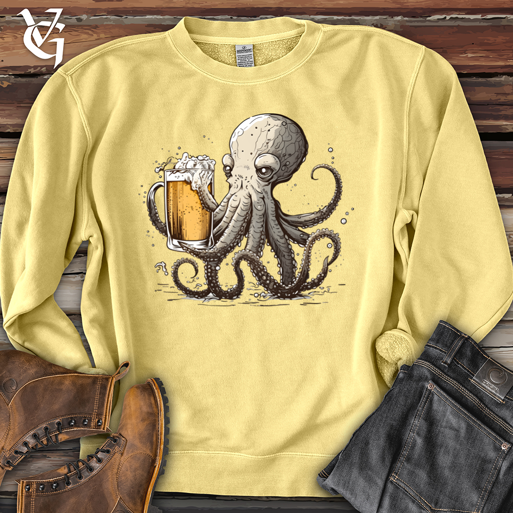Viking Goods Octopus Happy Hour Pigment-Dyed Crewneck Pigment Yellow / L