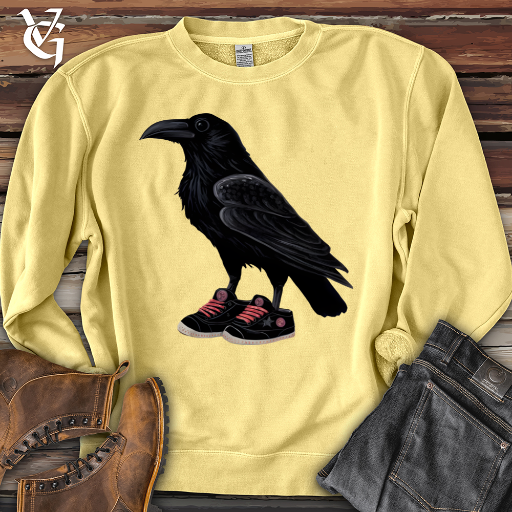 Viking Goods Raven Wearing Sneakers Pigment-Dyed Crewneck Pigment Yellow / L