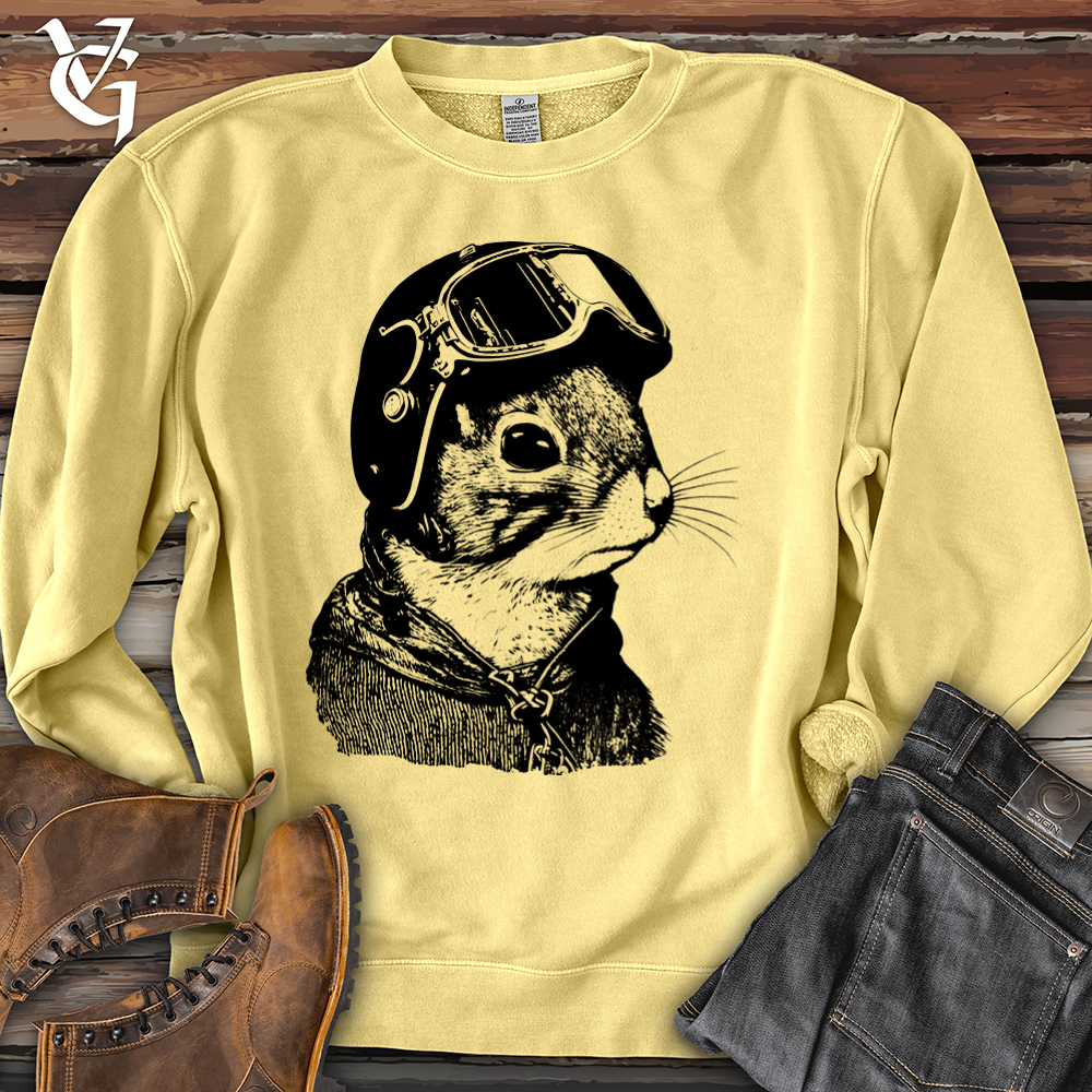 Viking Goods Squirrel Fighter Pilot Banjo Bison Pigment-Dyed Crewneck Pigment Yellow / L