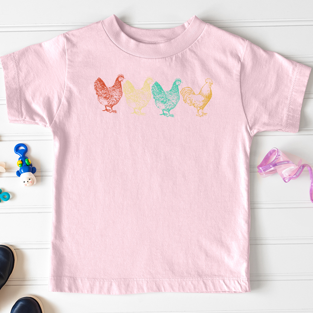 Viking Goods Chicken Scene Toddler Tee Pink / 2T