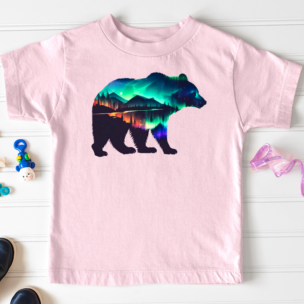 Viking Goods Northern Lights Bear Toddler Tee Pink / 2T