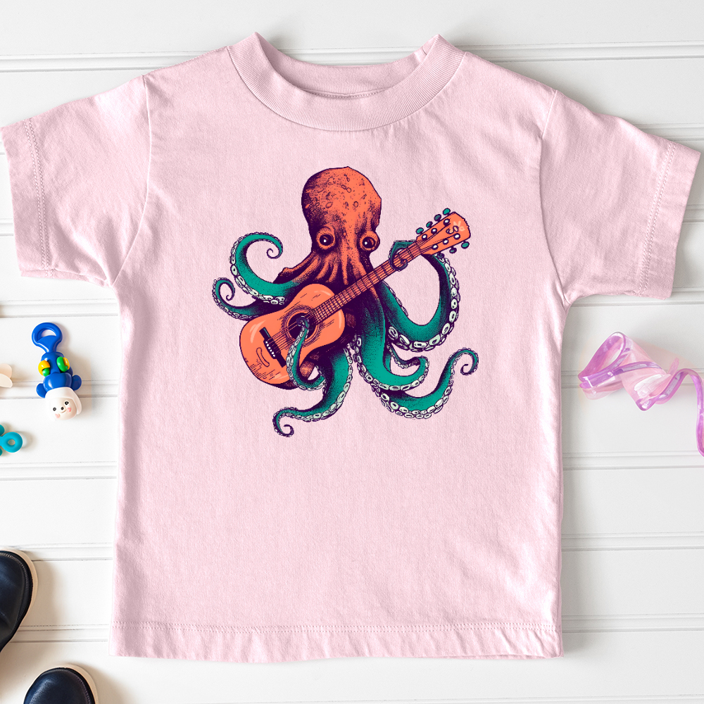 Viking Goods Octopus Guitarist Toddler Tee Pink / 2T