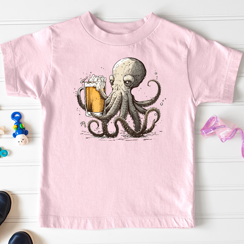 Viking Goods Octopus Happy Hour Toddler Tee Pink / 2T